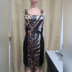 Leopard Print Sleeveless Midi Dress